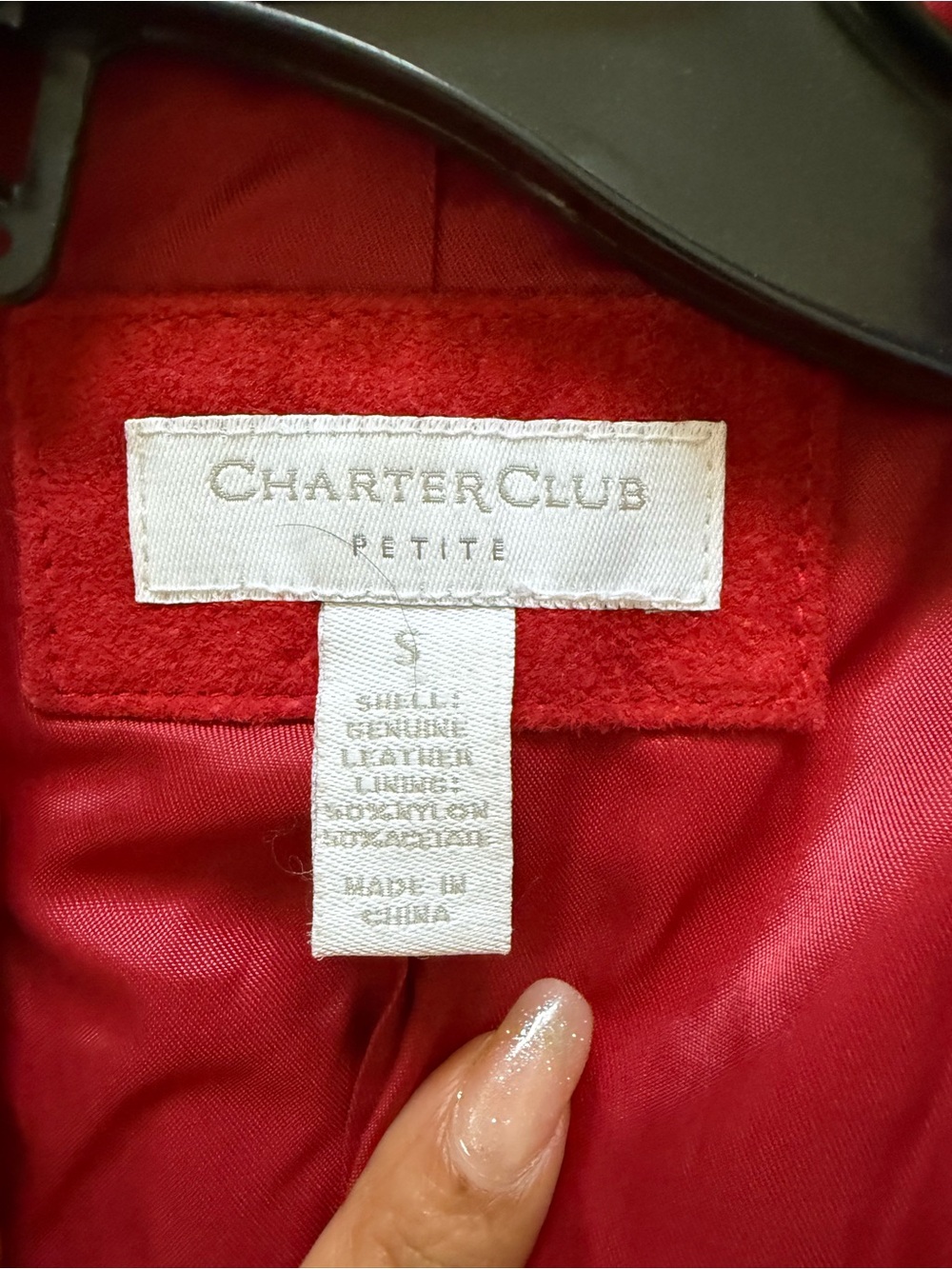 Charter Club Petite Red Suede Leather Jacket Y2K Moto Zip Front 90s Minimalist - Picture 12 of 13
